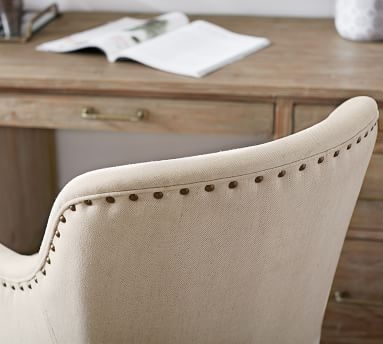 Reeves Upholstered Swivel Desk Chair, Gray Wash Frame, Performance Everydayvelvet(TM) Smoke - Image 4