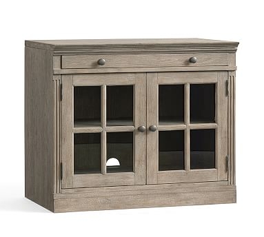 Livingston Double Glass Door Cabinet with Top, Gray Wash - Image 0