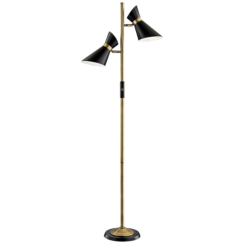 Lite Source Jared Black and Antique Brass 2-Light Floor Lamp - Image 0