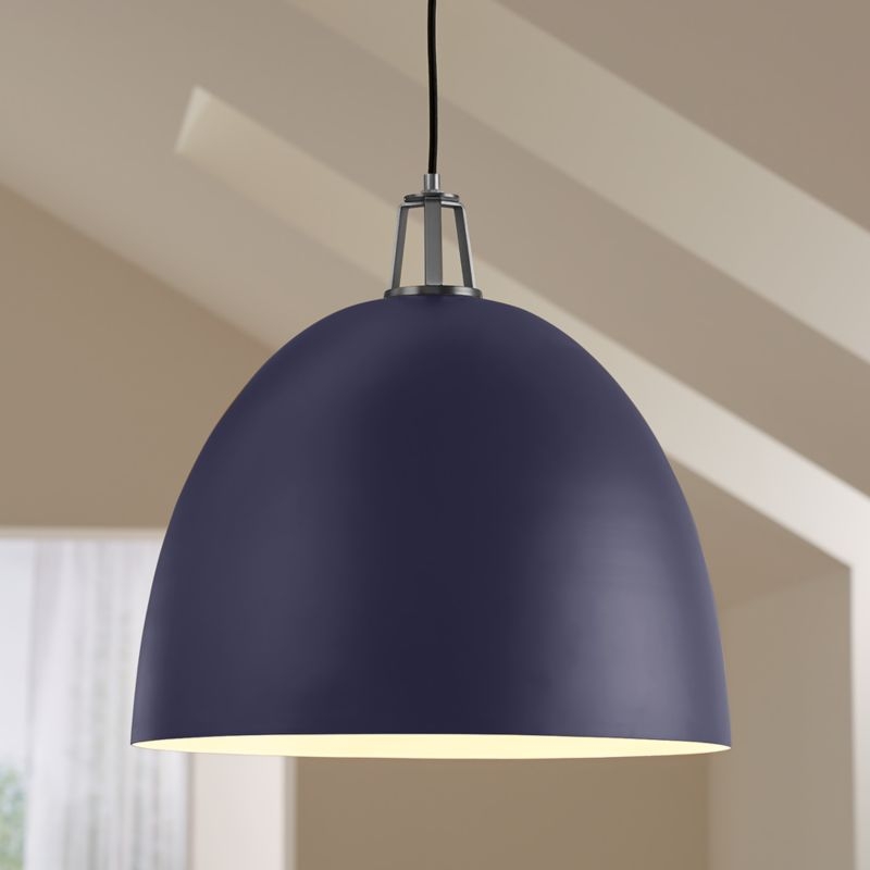 Maddox Navy Dome Pendant Large with Nickel Socket - Image 4
