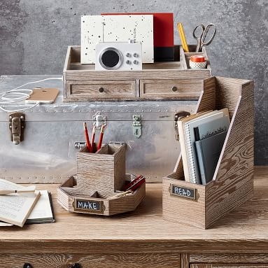 Classic Wooden Desk Accessories, Magazine Caddy, Simply White - Image 3