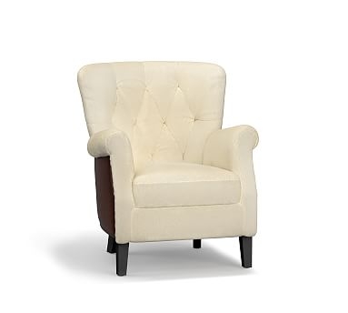 Mattox Leather Armchair with Shearling, Polyester Wrapped Cushions, Nubuck Fawn - Image 0