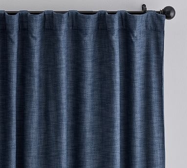 Seaton Textured Cotton Rod Pocket Blackout Curtain, 96", MIDNIGHT - Image 1