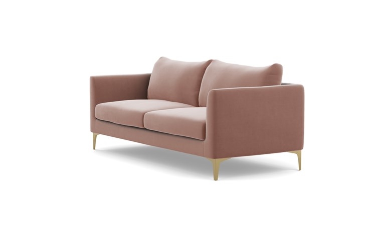 Owens Sofa with Blush Fabric and Brass Plated legs - Image 4