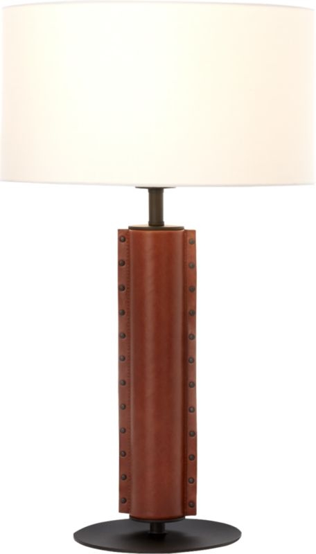 Rivet Brown Leather Table Lamp - Image 4