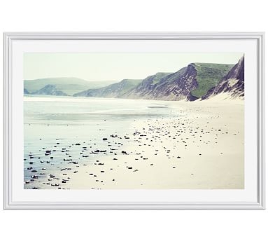Pebbly Beach Framed Print by Lupen Grainne, 28x42", Ridged Distressed Frame, White, Mat - Image 0