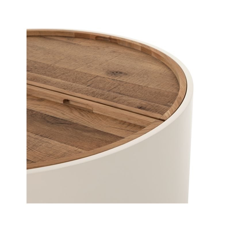 Dean White and Oak 42" Round Storage Coffee Table - Image 7