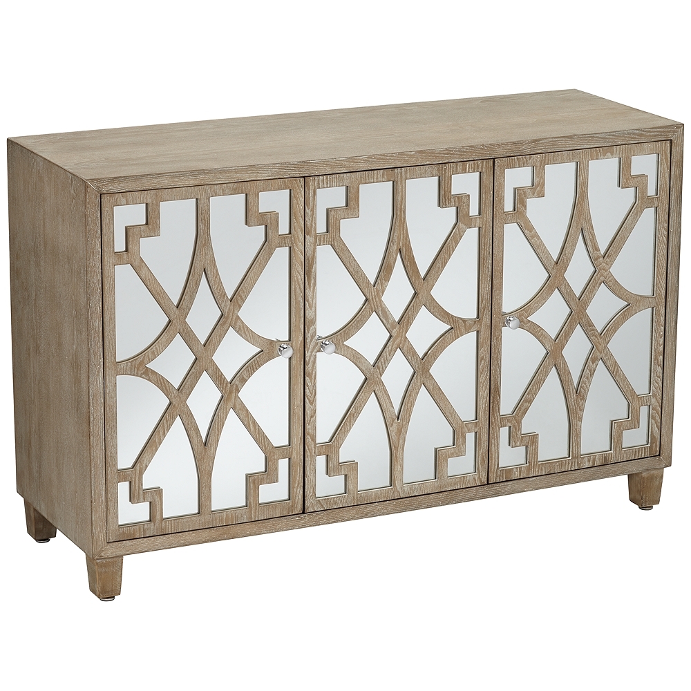 Rowan Mirrored and Whitewashed Fretwork 3-Door Chest - Style # 44T06 - Image 0