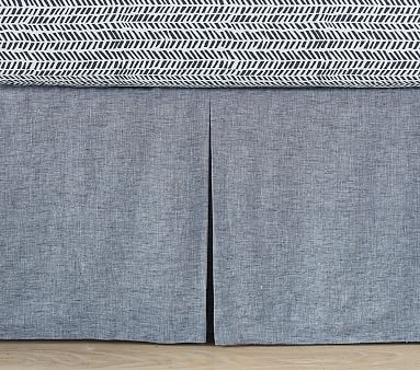 Belgian Flax Linen Crib Skirt, Indigo - Image 0