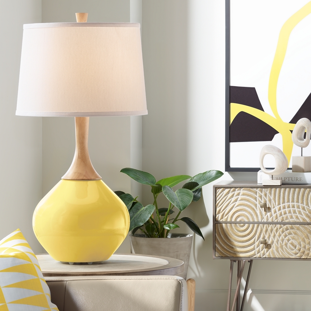 Color Plus Wexler 31" White Shade Modern Lemon Zest Yellow Table Lamp - Image 0