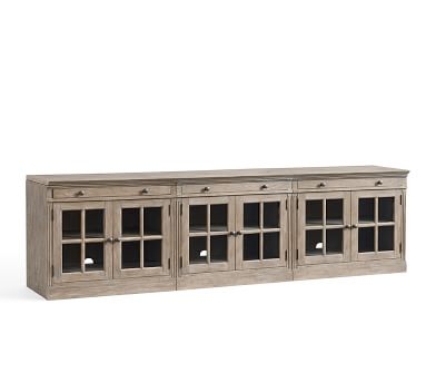 Livingston 105" Media Console with Glass Door Cabinets, Dusty Charcoal - Image 5