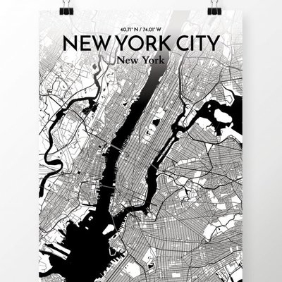 'New York City Map' Graphic Art Print Poster in Ink - Image 0