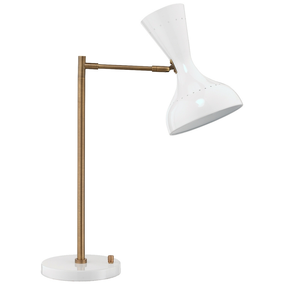 Pisa White Lacquer and Antique Brass 2-Directional Desk Lamp - Style # 67V74 - Image 0