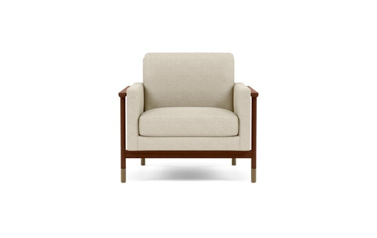 Jason Wu Chair with Beige Linen Fabric and Oiled Walnut with Brass Cap legs - Image 0