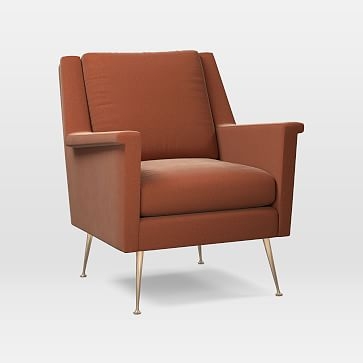 Carlo Mid-Century Chair, Astor Velvet, Rust, Brass - Image 0