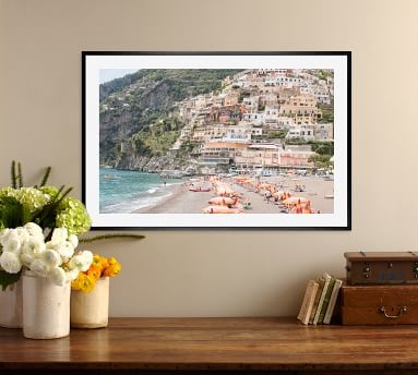 Beach Days in Positano by Rebecca Plotnick, 28 x 42", Ridged Distressed Frame, White, Mat - Image 3