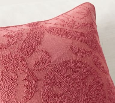 Halima Embroidered Pillow, 20", Pomegranate - Image 1