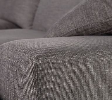 Milo Upholstered Left Sofa with Chaise Sectional, Down Blend Wrapped Cushions, Basketweave Slub, Ash - Image 3