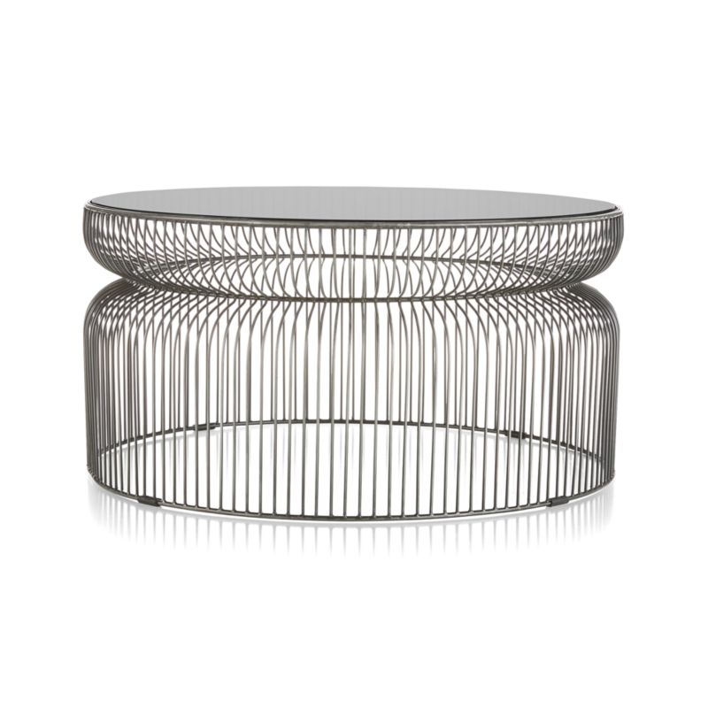 Spoke Smoke Glass Graphite Metal Coffee Table - Image 1