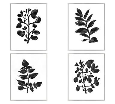 Foliage Silhouette Framed Prints, Set of 4, 22 x 28" - Image 0