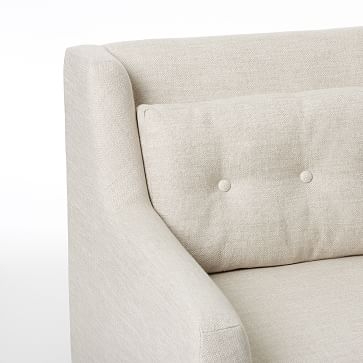 Crosby Mid-Century Armchair, Luxe Boucle, Angora Beige, Pecan - Image 2