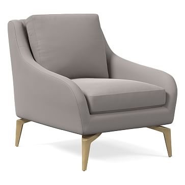 Alto Chair, Astor Velvet, Frost Gray, Blackened Brass - Image 0