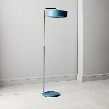 Library Floor Lamp, Slate Blue, Patinated Brass - Image 3
