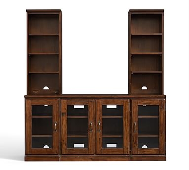 Printer's Large TV Stand with Towers, Tuscan Chestnut stain - Image 2