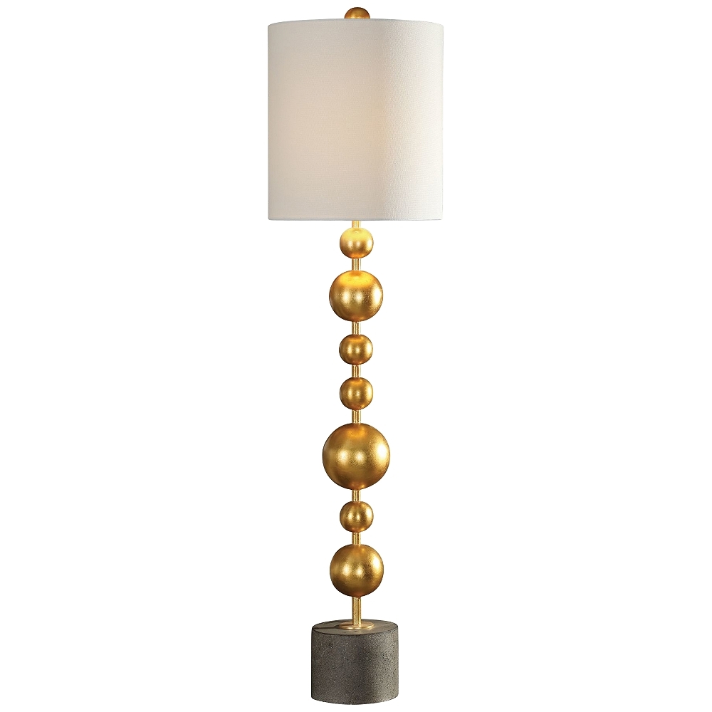 Selim Metallic Gold Leaf Stacked Spheres Buffet Table Lamp - Style # 41C53 - Image 0