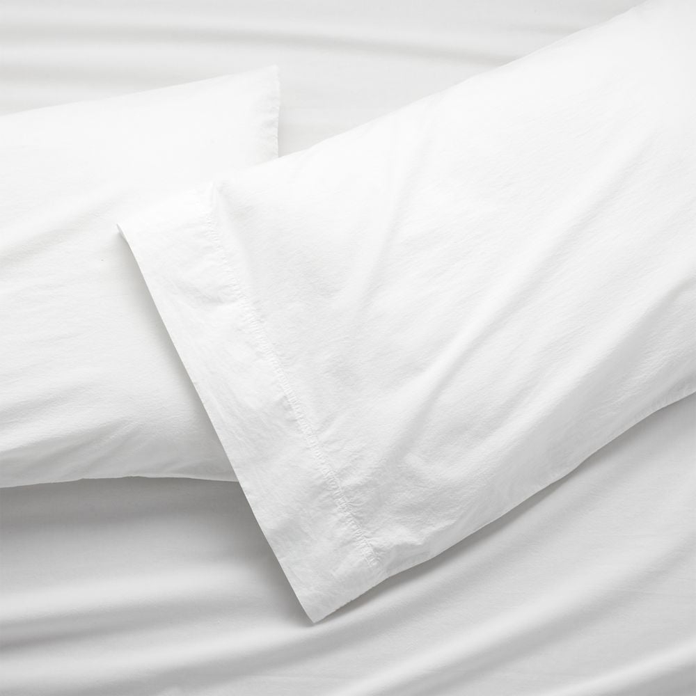 Favorite Washed Organic Cotton White Standard Pillowcases, Set of 2 - Image 0