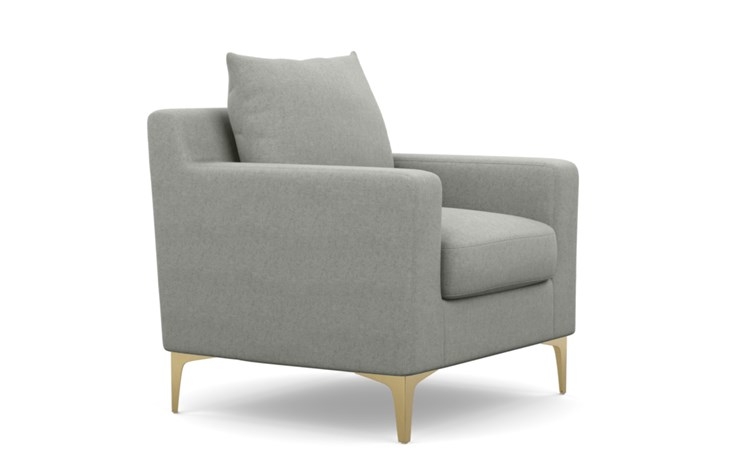 Sloan Petite Chair with Ecru Fabric and Brass Plated legs - Image 0