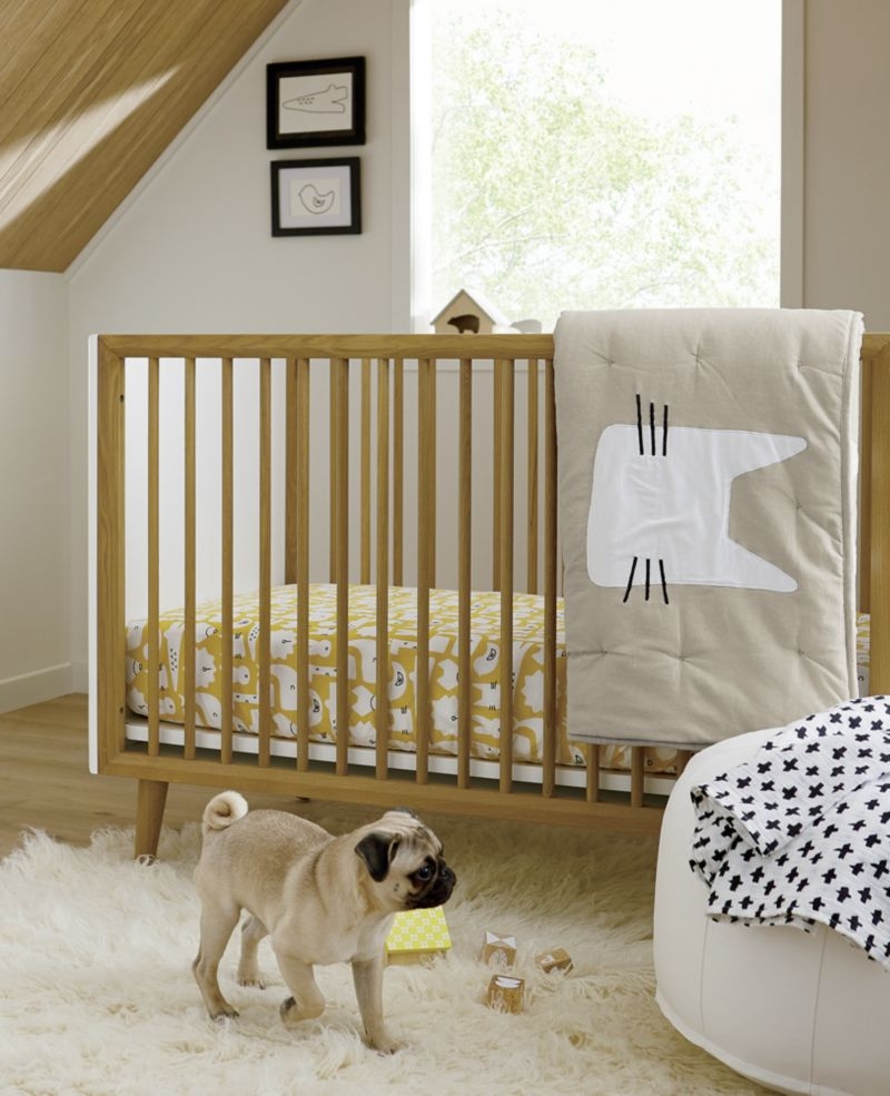 Organic Yellow Animal Crib Fitted Sheet - Image 1