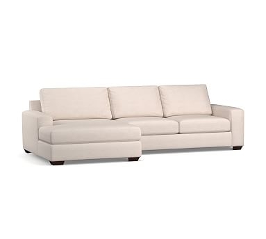 Big Sur Square Arm Upholstered Right Arm Loveseat with Double Chaise Sectional, Down Blend Wrapped Cushions, Performance Twill Warm White - Image 0