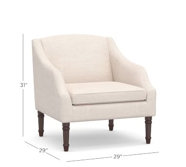 SoMa Emma Upholstered Armchair, Polyester Wrapped Cushions, Performance Heathered Tweed Pebble - Image 1