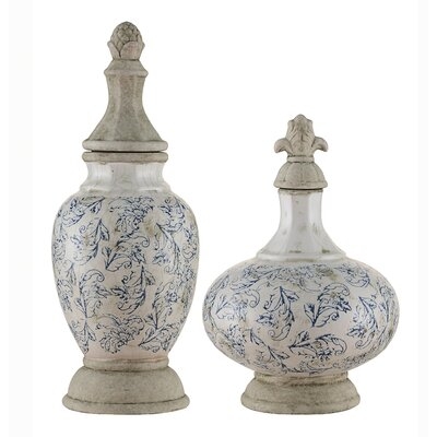 Luciana Ceramic Lidded 2 Piece Vase Set - Image 0