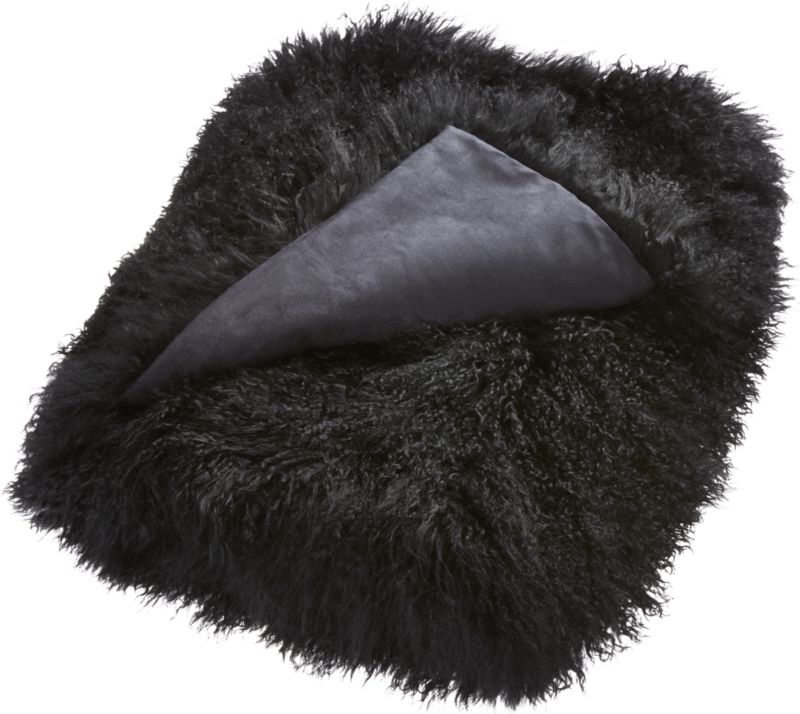 Black Mongolian Sheepskin Throw - Image 2