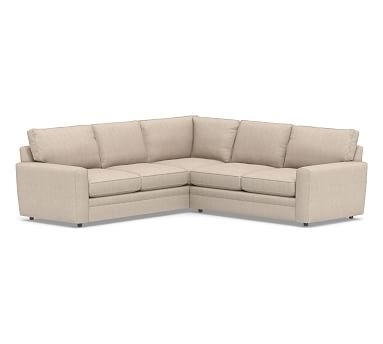 Pearce Square Arm Upholstered 2-Piece L-Shaped Sectional, Down Blend Wrapped Cushions, Sunbrella(R) Performance Sahara Weave Oatmeal - Image 0