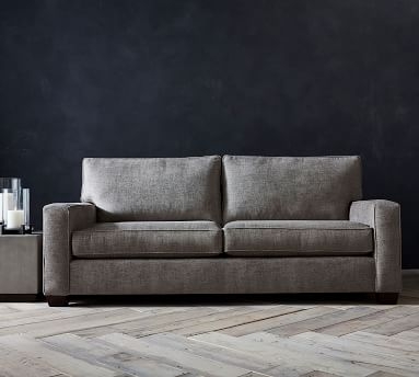 PB Comfort Square Arm Upholstered Grand Sofa 87", 2X2, Box Edge, Down Blend Wrapped Cushions, Performance Brushed Basketweave Indigo - Image 3