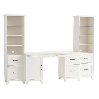 Hampton Smart Storage Desk & Bookcase with Drawers Set, Simply White - Image 0