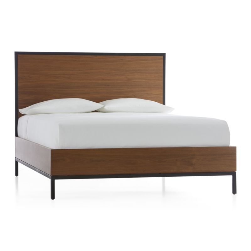James Walnut with Black Frame Queen Bed - Image 1