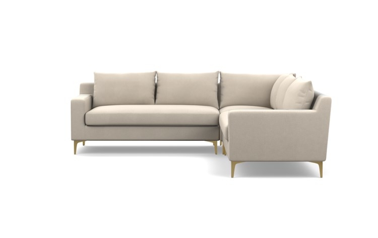 Sloan Corner Sectional with Natural Fabric and Brass Plated legs - Image 0