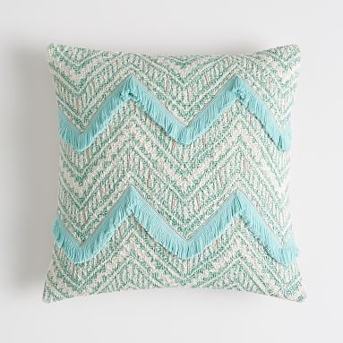 Woven Chevron Pillow Cover, 18"x18", Pale Seafoam - Image 0