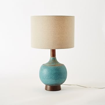 Modernist Table Lamp, Turquoise/Natural - Image 5