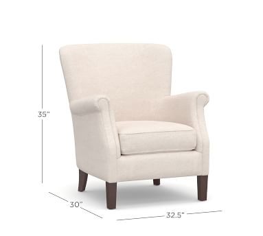 SoMa Minna Upholstered Armchair, Polyester Wrapped Cushions, Twill White - Image 1