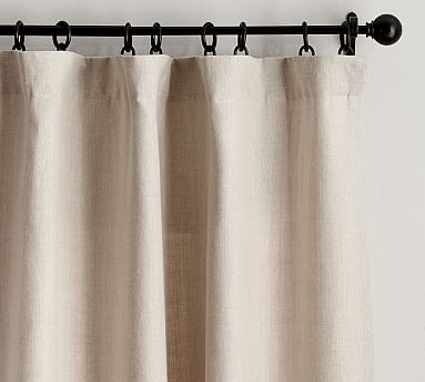 Belgian Flax Linen Drape, Blackout Lining, 50 x 84", Natural - Image 0