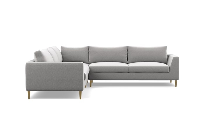 Asher Corner Sectional with Grey Ash Fabric and Brass Plated legs - Image 2
