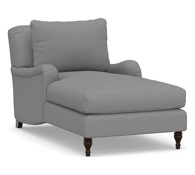 Carlisle Upholstered Chaise, Polyester Wrapped Cushions, Textured Twill Light Gray - Image 0