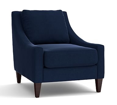 Aiden Upholstered Armchair, Polyester Wrapped Cushions, Performance Everydayvelvet(TM) Navy - Image 0