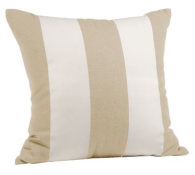 Classic Striped Outdoor Pillow, 20", Stone - Image 0