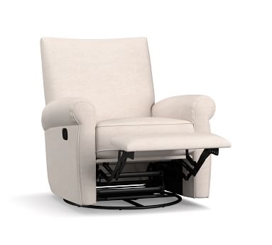 Grayson Roll Arm Upholstered Swivel Recliner, Polyester Wrapped Cushions, Performance Heathered Tweed Desert - Image 1